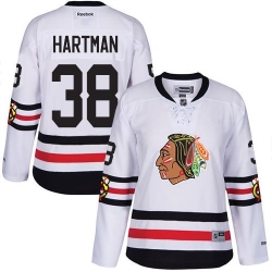 Blackhawks #38 Ryan Hartman White 2017 Winter Classic Womens Stitched NHL Jersey