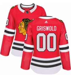 Womens Adidas Chicago Blackhawks 00 Clark Griswold Authentic Red Home NHL Jersey 