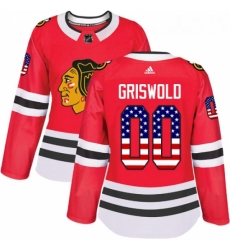 Womens Adidas Chicago Blackhawks 00 Clark Griswold Authentic Red USA Flag Fashion NHL Jersey 