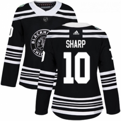 Womens Adidas Chicago Blackhawks 10 Patrick Sharp Authentic Black 2019 Winter Classic NHL Jersey 