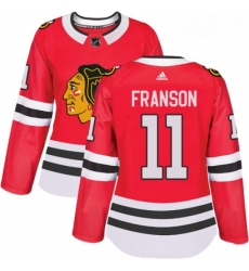 Womens Adidas Chicago Blackhawks 11 Cody Franson Authentic Red Home NHL Jersey 