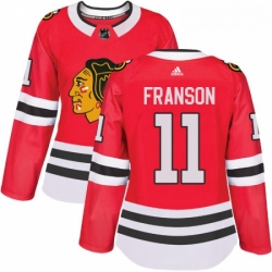 Womens Adidas Chicago Blackhawks 11 Cody Franson Authentic Red Home NHL Jersey 