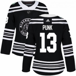 Womens Adidas Chicago Blackhawks 13 CM Punk Authentic Black 2019 Winter Classic NHL Jersey 