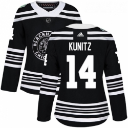 Womens Adidas Chicago Blackhawks 14 Chris Kunitz Authentic Black 2019 Winter Classic NHL Jerse