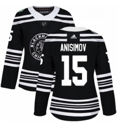Womens Adidas Chicago Blackhawks 15 Artem Anisimov Authentic Black 2019 Winter Classic NHL Jersey 