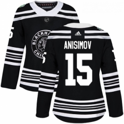 Womens Adidas Chicago Blackhawks 15 Artem Anisimov Authentic Black 2019 Winter Classic NHL Jersey 