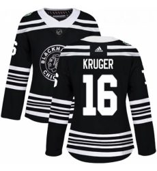 Womens Adidas Chicago Blackhawks 16 Marcus Kruger Authentic Black 2019 Winter Classic NHL Jerse