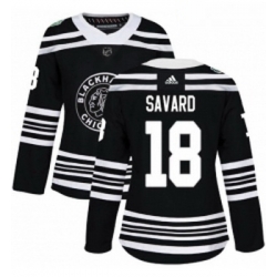 Womens Adidas Chicago Blackhawks 18 Denis Savard Authentic Black 2019 Winter Classic NHL Jersey 
