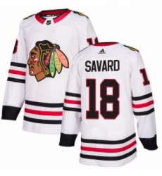Womens Adidas Chicago Blackhawks 18 Denis Savard Authentic White Away NHL Jersey 
