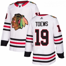 Womens Adidas Chicago Blackhawks 19 Jonathan Toews Authentic White Away NHL Jersey 