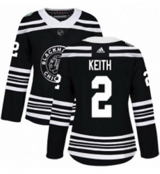 Womens Adidas Chicago Blackhawks 2 Duncan Keith Authentic Black 2019 Winter Classic NHL Jersey 