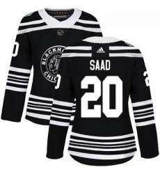 Womens Adidas Chicago Blackhawks 20 Brandon Saad Authentic Black 2019 Winter Classic NHL Jersey 