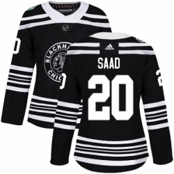 Womens Adidas Chicago Blackhawks 20 Brandon Saad Authentic Black 2019 Winter Classic NHL Jersey 
