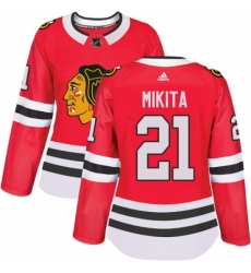 Womens Adidas Chicago Blackhawks 21 Stan Mikita Authentic Red Home NHL Jersey 