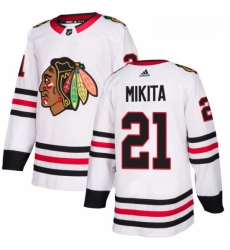 Womens Adidas Chicago Blackhawks 21 Stan Mikita Authentic White Away NHL Jersey 