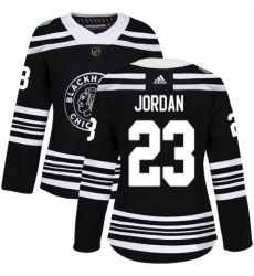 Womens Adidas Chicago Blackhawks 23 Michael Jordan Authentic Black 2019 Winter Classic NHL Jersey 