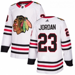 Womens Adidas Chicago Blackhawks 23 Michael Jordan Authentic White Away NHL Jersey 