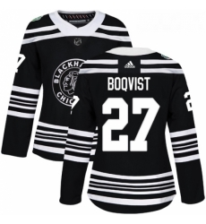 Womens Adidas Chicago Blackhawks 27 Adam Boqvist Authentic Black 2019 Winter Classic NHL Jersey 