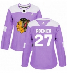 Womens Adidas Chicago Blackhawks 27 Jeremy Roenick Authentic Purple Fights Cancer Practice NHL Jersey 