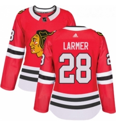 Womens Adidas Chicago Blackhawks 28 Steve Larmer Authentic Red Home NHL Jersey 