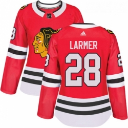 Womens Adidas Chicago Blackhawks 28 Steve Larmer Authentic Red Home NHL Jersey 