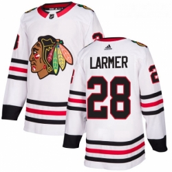 Womens Adidas Chicago Blackhawks 28 Steve Larmer Authentic White Away NHL Jersey 