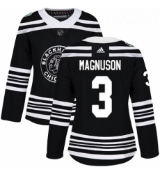 Womens Adidas Chicago Blackhawks 3 Keith Magnuson Authentic Black 2019 Winter Classic NHL Jersey 