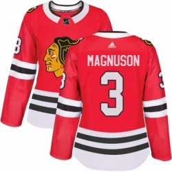 Womens Adidas Chicago Blackhawks 3 Keith Magnuson Authentic Red Home NHL Jersey 