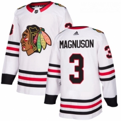Womens Adidas Chicago Blackhawks 3 Keith Magnuson Authentic White Away NHL Jersey 