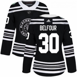 Womens Adidas Chicago Blackhawks 30 ED Belfour Authentic Black 2019 Winter Classic NHL Jersey 