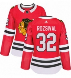 Womens Adidas Chicago Blackhawks 32 Michal Rozsival Authentic Red Home NHL Jersey 