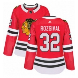 Womens Adidas Chicago Blackhawks 32 Michal Rozsival Authentic Red Home NHL Jersey 