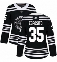 Womens Adidas Chicago Blackhawks 35 Tony Esposito Authentic Black 2019 Winter Classic NHL Jersey 