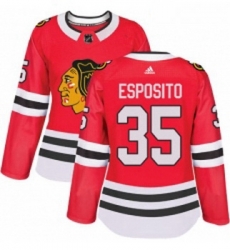 Womens Adidas Chicago Blackhawks 35 Tony Esposito Authentic Red Home NHL Jersey 