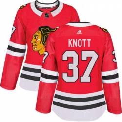 Womens Adidas Chicago Blackhawks 37 Graham Knott Authentic Red Home NHL Jersey 