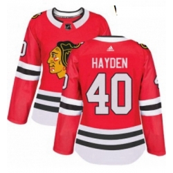 Womens Adidas Chicago Blackhawks 40 John Hayden Authentic Red Home NHL Jersey 