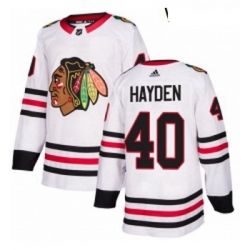 Womens Adidas Chicago Blackhawks 40 John Hayden Authentic White Away NHL Jersey 
