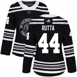 Womens Adidas Chicago Blackhawks 44 Jan Rutta Authentic Black 2019 Winter Classic NHL Jersey 