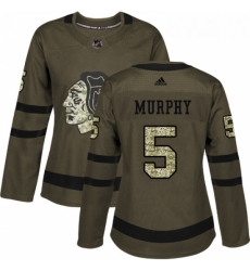 Womens Adidas Chicago Blackhawks 5 Connor Murphy Authentic Green Salute to Service NHL Jersey 