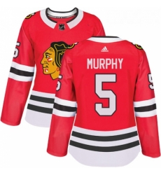 Womens Adidas Chicago Blackhawks 5 Connor Murphy Authentic Red Home NHL Jersey 
