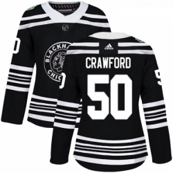 Womens Adidas Chicago Blackhawks 50 Corey Crawford Authentic Black 2019 Winter Classic NHL Jersey 