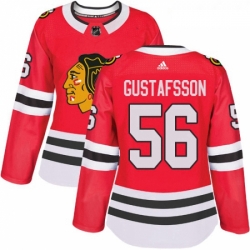 Womens Adidas Chicago Blackhawks 56 Erik Gustafsson Authentic Red Home NHL Jersey 