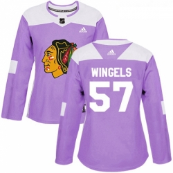 Womens Adidas Chicago Blackhawks 57 Tommy Wingels Authentic Purple Fights Cancer Practice NHL Jersey 
