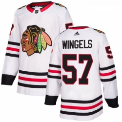 Womens Adidas Chicago Blackhawks 57 Tommy Wingels Authentic White Away NHL Jersey 