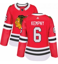 Womens Adidas Chicago Blackhawks 6 Michal Kempny Authentic Red Home NHL Jersey 