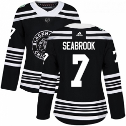 Womens Adidas Chicago Blackhawks 7 Brent Seabrook Authentic Black 2019 Winter Classic NHL Jersey 