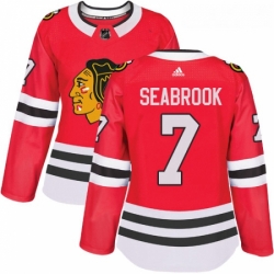 Womens Adidas Chicago Blackhawks 7 Brent Seabrook Authentic Red Home NHL Jersey 