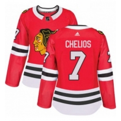 Womens Adidas Chicago Blackhawks 7 Chris Chelios Authentic Red Home NHL Jersey 