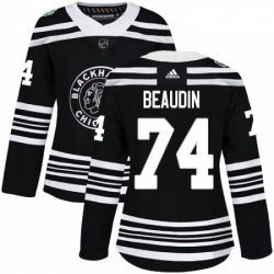 Womens Adidas Chicago Blackhawks 74 Nicolas Beaudin Authentic Black 2019 Winter Classic NHL Jerse