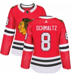 Womens Adidas Chicago Blackhawks 8 Nick Schmaltz Authentic Red Home NHL Jersey 
